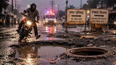 Photo of गड्ढों, खुले मैनहोल और टूटी सड़कों के बीच जीवन – नागरिक कब सुरक्षित होंगे?
